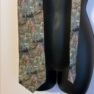 Stonehenge Silk Made in USA Vintage Stock Market Wall Street Bear Bull Necktie